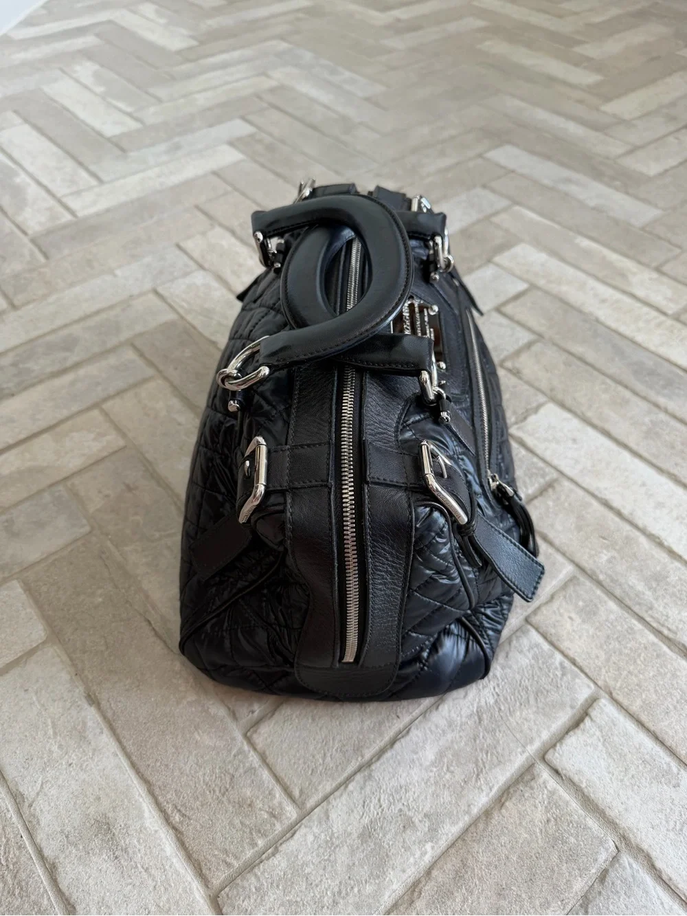 Dolce & Gabbana Miss Easy Way Black Quilted Nylon Leather Satchel Bag